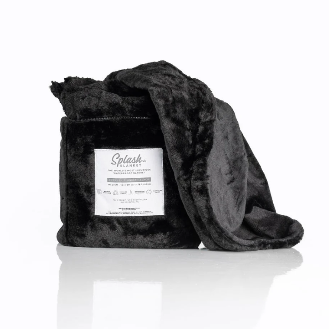 Furlush Large Black Splash Blanket for Cozy Nights and Play