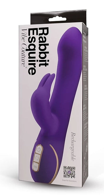 Vibe Couture Rabbit Esquire Purple Silicone Vibrator 22cm Dual Stimulation and Waterproof