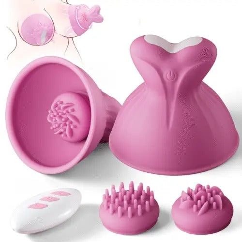 Acmejoy - 7 Vibrating & Rotation Nipple Toys with Replaceable Message Head Vibrators