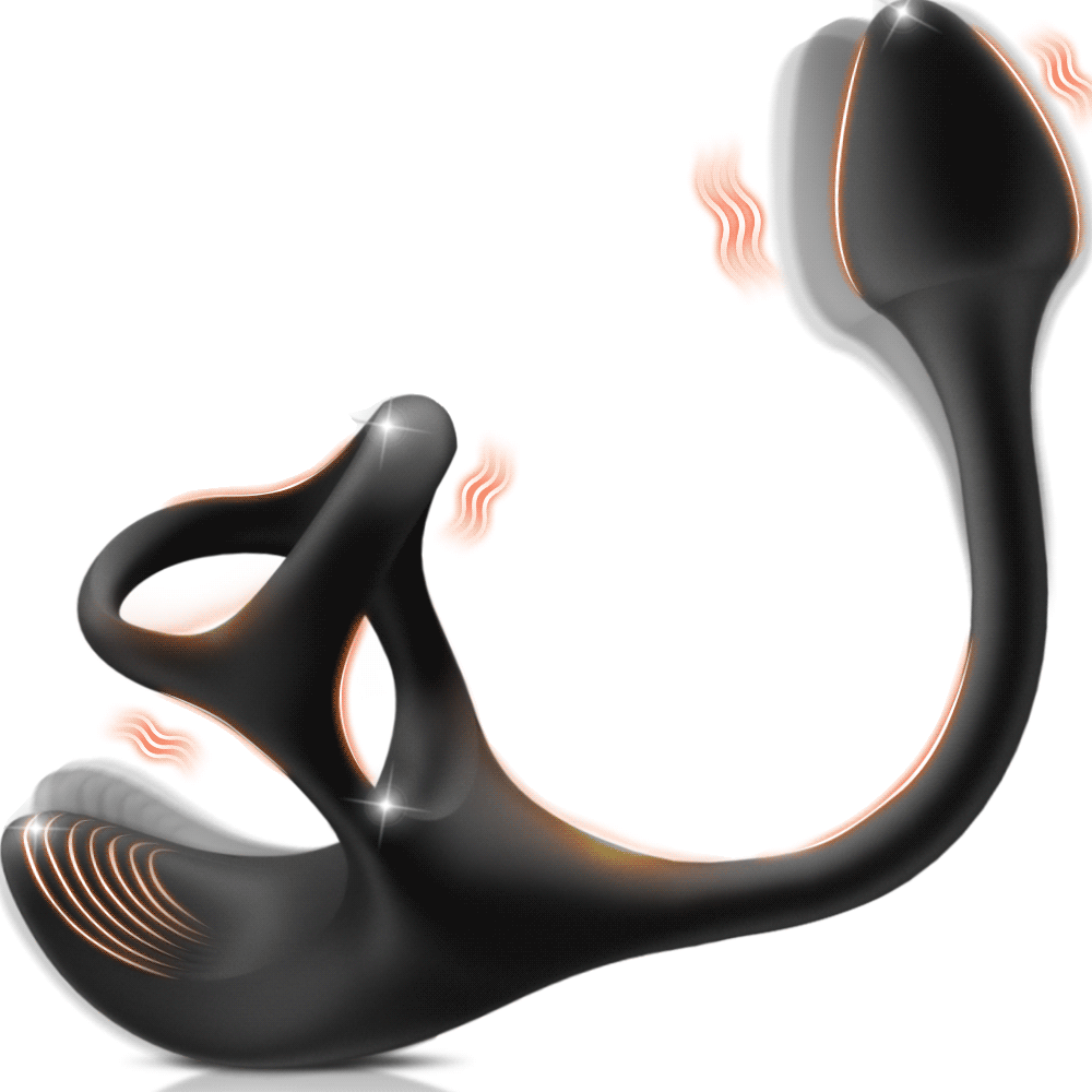 Zenith - Vibrating Anal Plug Prostate Massager with Penis Rings Black Penis Rings