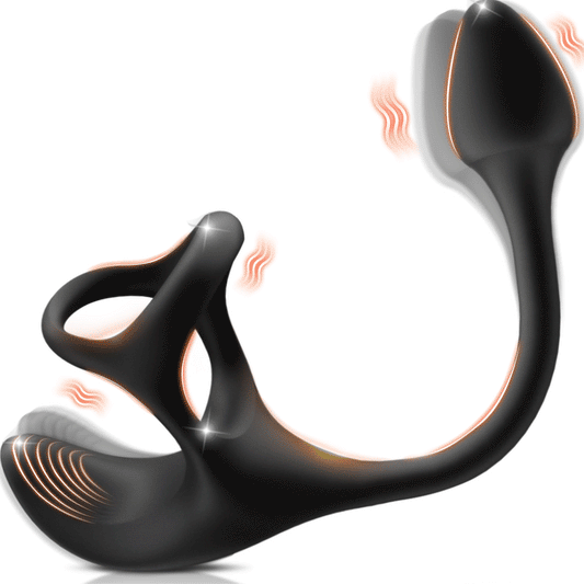 Zenith - Vibrating Anal Plug Prostate Massager with Penis Rings Black Penis Rings