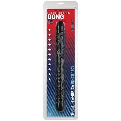 Double Header 18 Inch Veined Dong Black – Large Double-Ended Dong