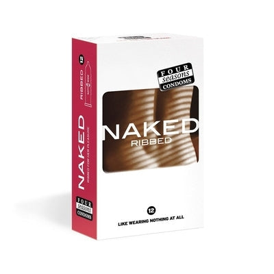 Four Seasons Naked Ribbed Ultra Thin Ribbed and Lubed Condoms 12 Pack