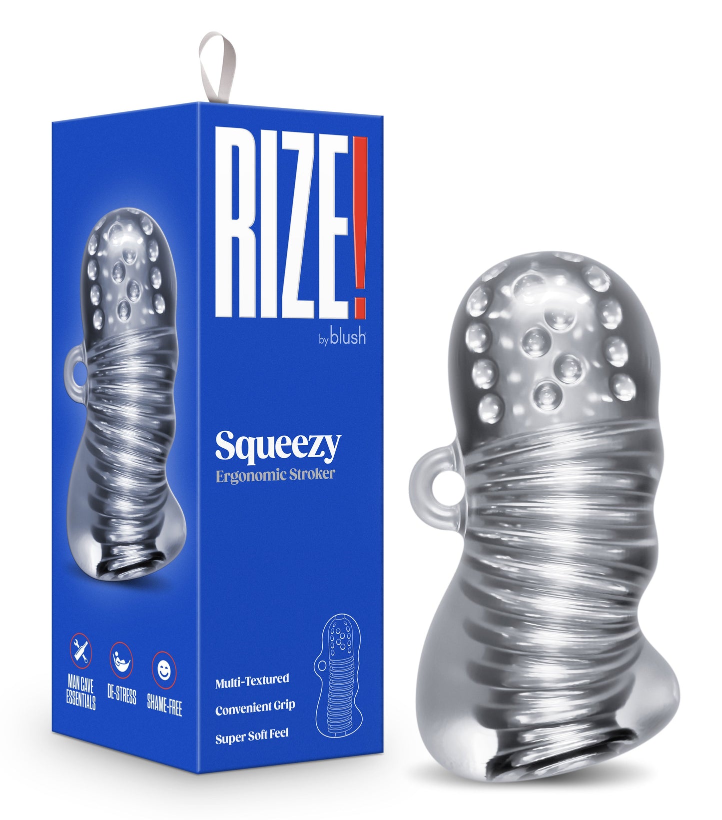 Rize Squeezy (Clear) – Textured Male Masturbator Sleeve