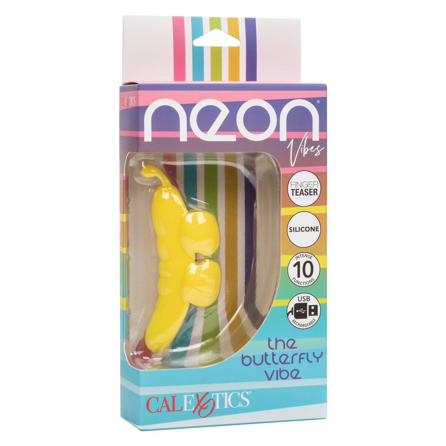 Neon Vibes The Butterfly Vibe Yellow Silicone Finger Teaser with 10 Functions and Rechargeable