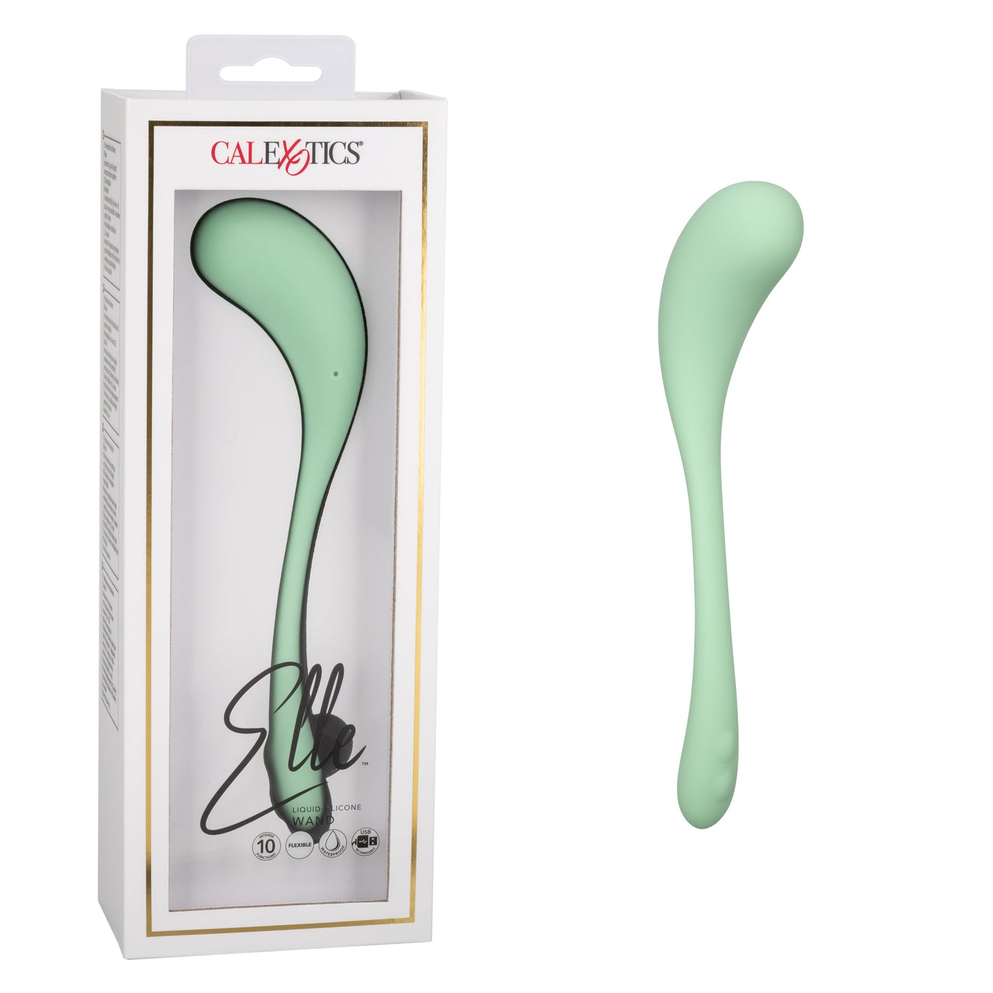Elle Liquid Silicone Wand Vibrator in Mint Green with 10 Vibration Functions and Rechargeable