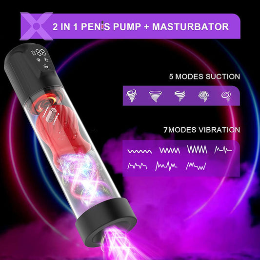 Alexander- 7 Vibrating & 5 Sucking Penis Pump Vacuum Suction Male Penis Extender Penis Pumps