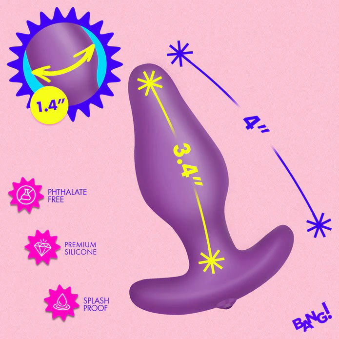 Vibrating Silicone Butt Plug (Purple) – Remote-Controlled 1.4 Inch Silicone Butt Plug