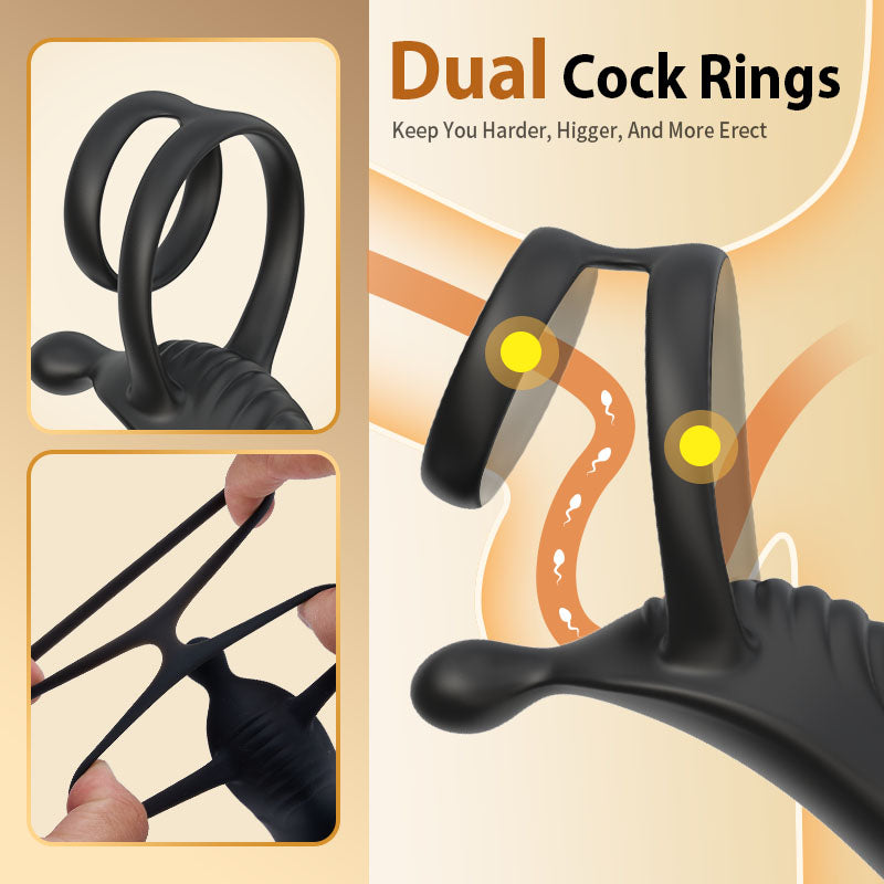 Cyclone - Thrusting Prostate Massager With Double Cock Rings Anal Toys