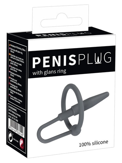 Penis Plug with Glans Ring Silicone Dilator 6.3 cm Length, Flexible 3 cm Inner Ring
