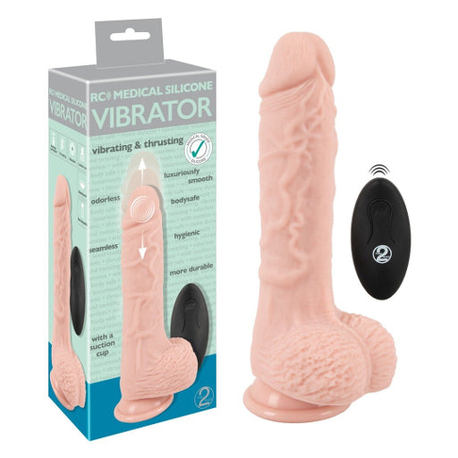 Medical Silicone Rc 8.25 Inch Flesh Vibrator for Realistic Pleasure