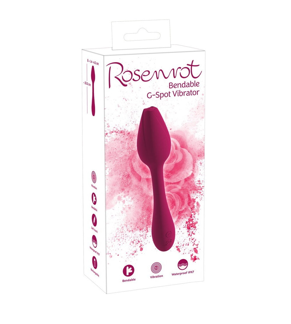 Rose Bendable G-Spot Vibrator in Pink, 7 Inches