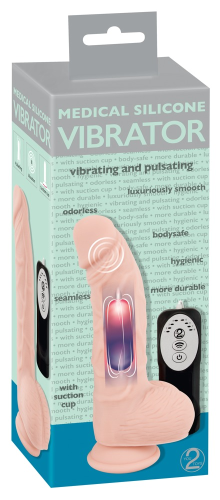 Medical Silicone 8 Inch Pulsating Vibrator Flesh