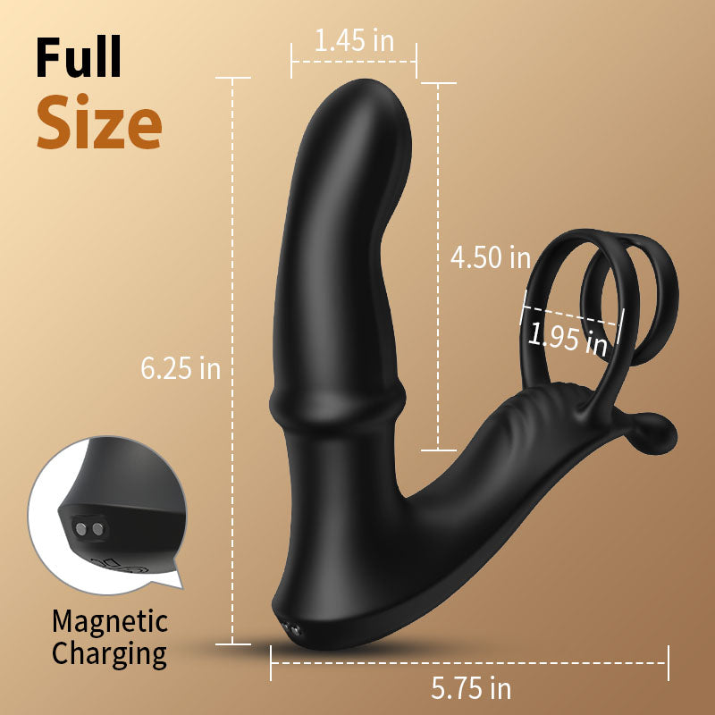 Cyclone - Thrusting Prostate Massager With Double Cock Rings Anal Toys