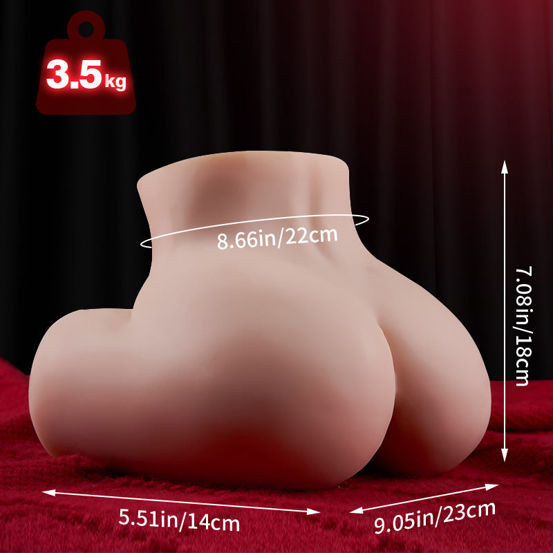 Natalia - Nude Realistic Butt 3 Vibrating Masturbator 5.5 lbs – Dual Channel Vibrating TPE Sex Doll Masturbators