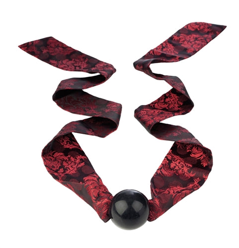 Scandal Ball Gag Red and Black Double-Padded Straps with 1.75 Inch Silicone Ball