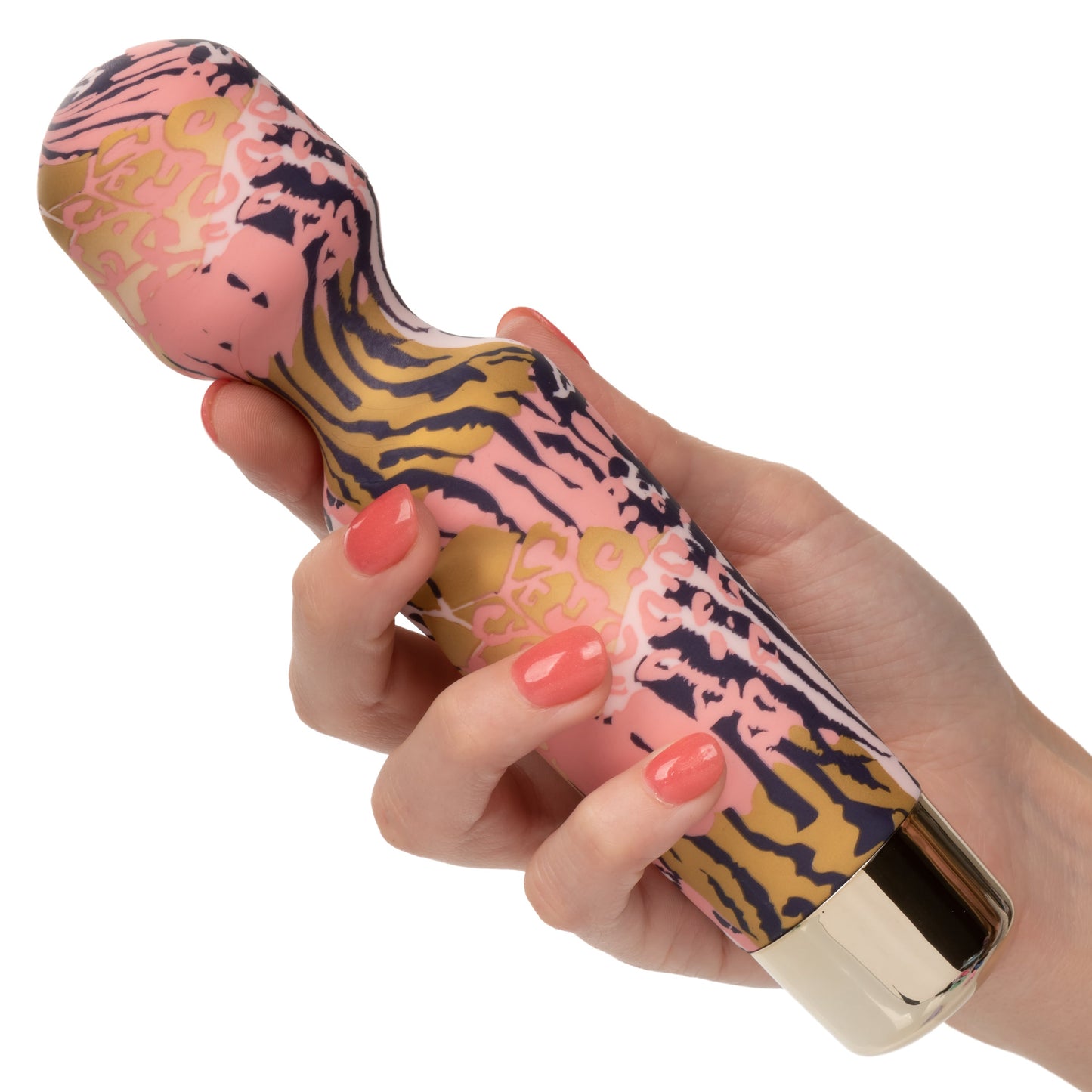 Naughty Bits WTF Wand to Fuck Pink and Gold Flexible Silicone Personal Massager - Waterproof