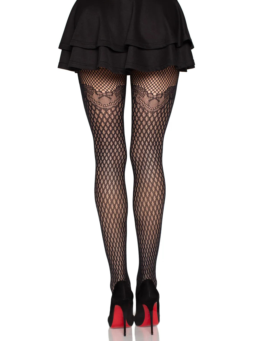 Gilded Grid Net Tights (Black) – Lace Top Tights