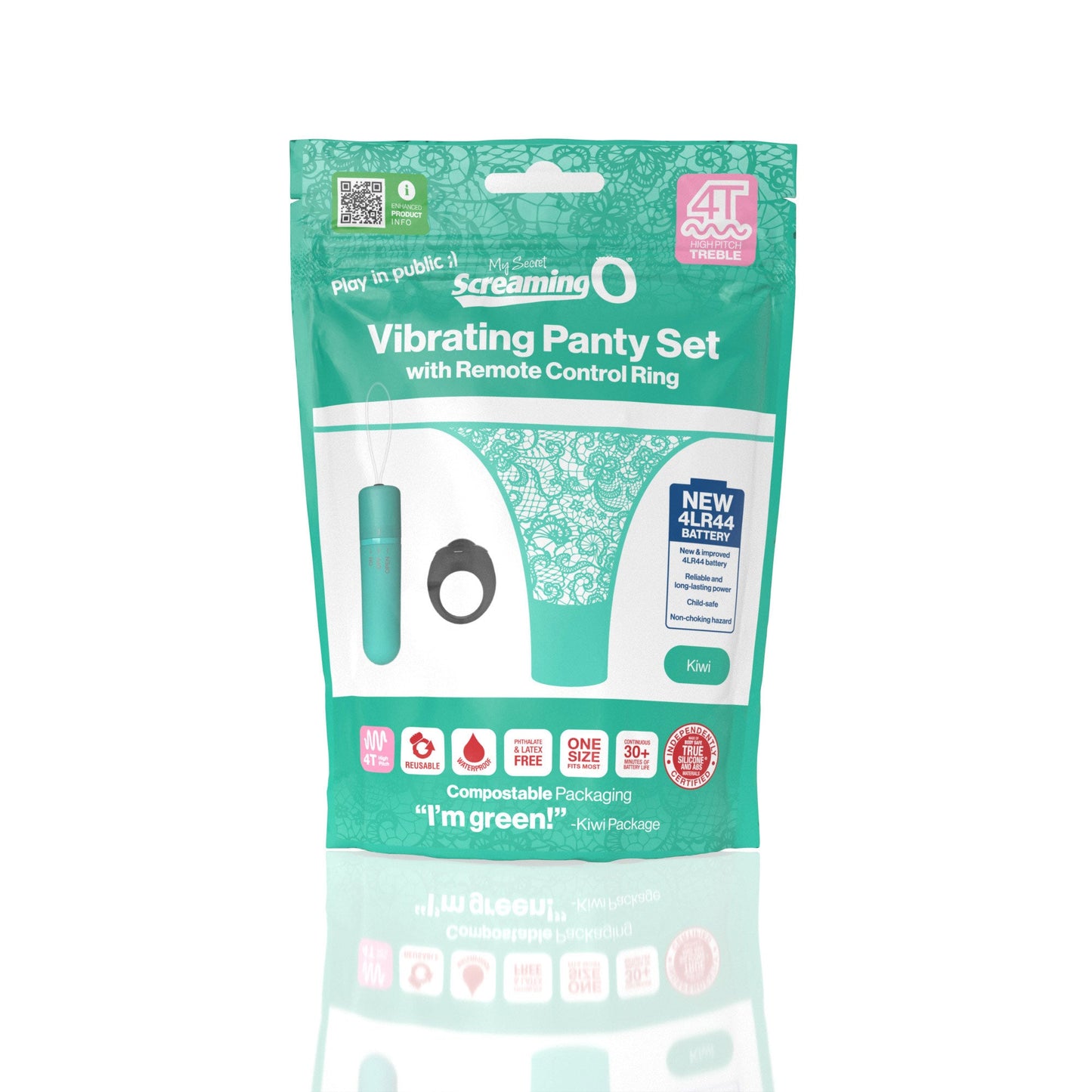 Vibrating Panty Set W/ Remote Ring 4t High Pitch Treble (Kiwi)