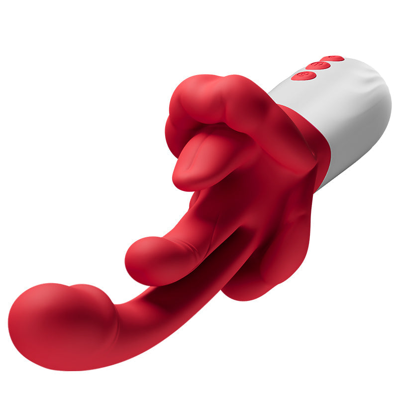 Tindra - New Upgraded 4 In 1 Tongue Licking & Swings & Heating G-spot Vibrator For Women Red Vibrators