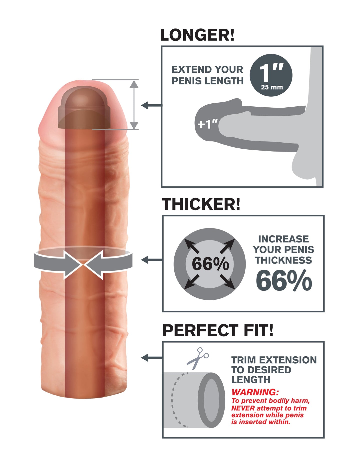 Fantasy X-tensions Mega 1 Inch Extension – Penis Extension Enhancer