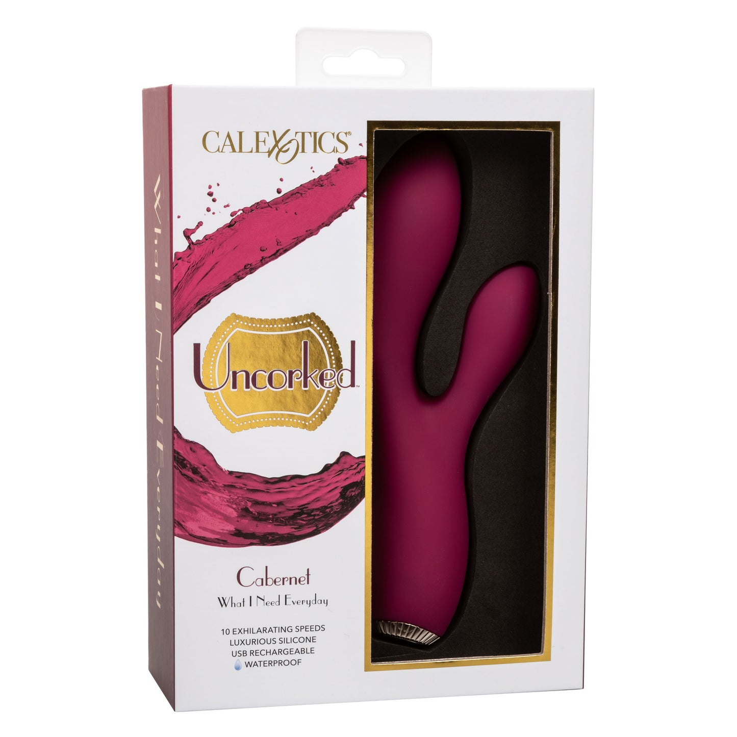 Uncorked Cabernet Dual Massager in Deep Wine Red with 10 Speeds and Silicone Vibrator