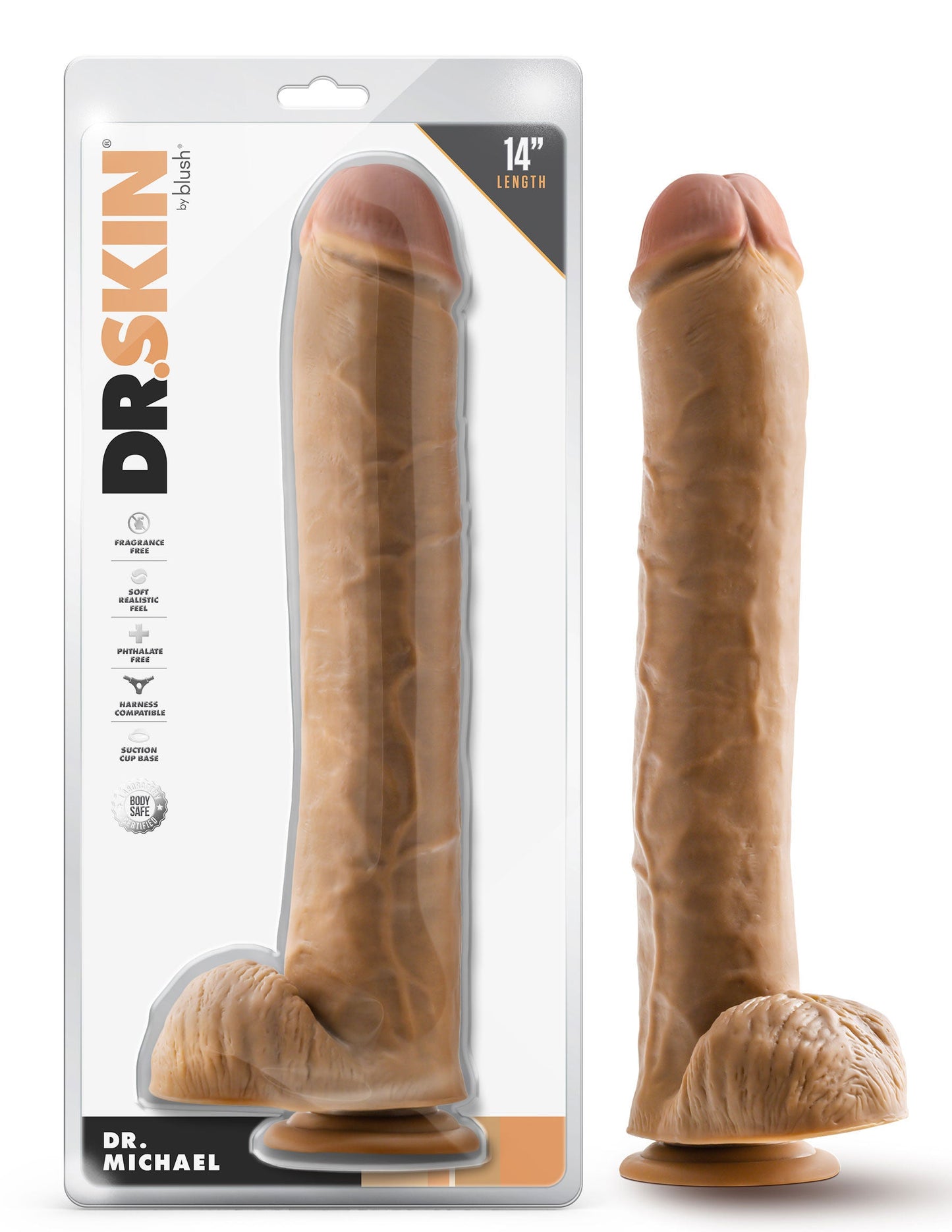 Dr. Michael 14 Inch Beige Realistic Dildo with Suction Base
