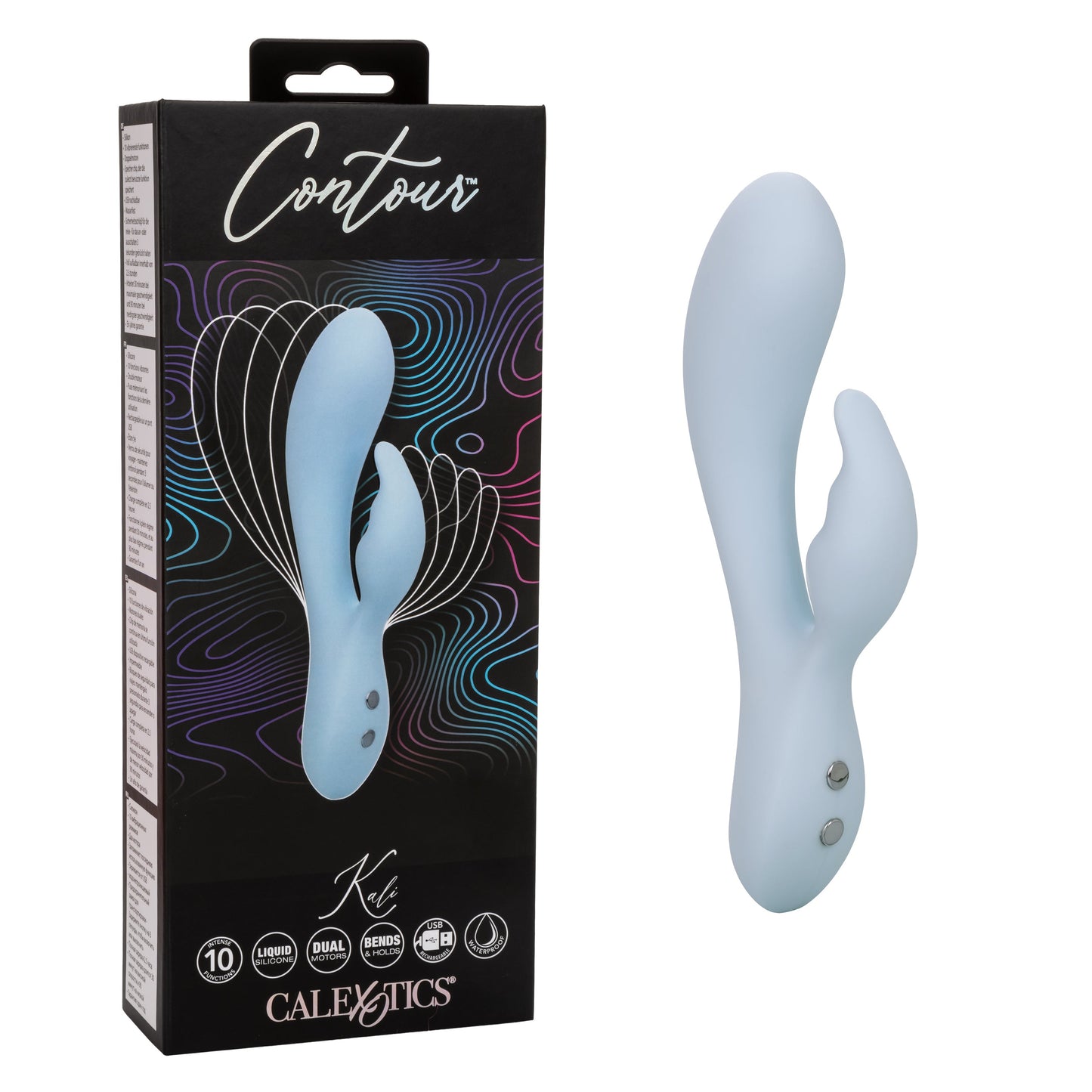 Contour Kali Flexible Dual Massager in Light Blue with 10 Vibration Functions and Rechargeable