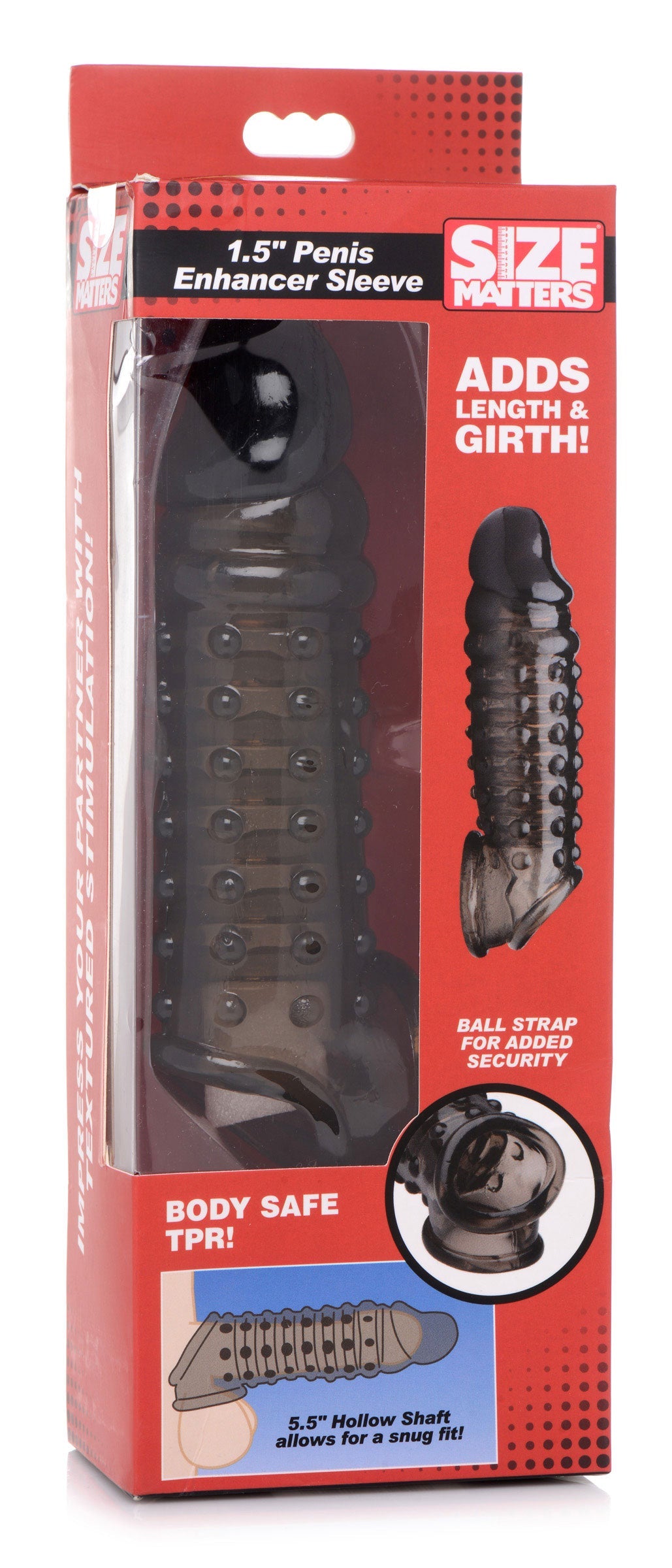 Penis Enhancer Sleeve 1.5in Smoke for Extra Length and Girth
