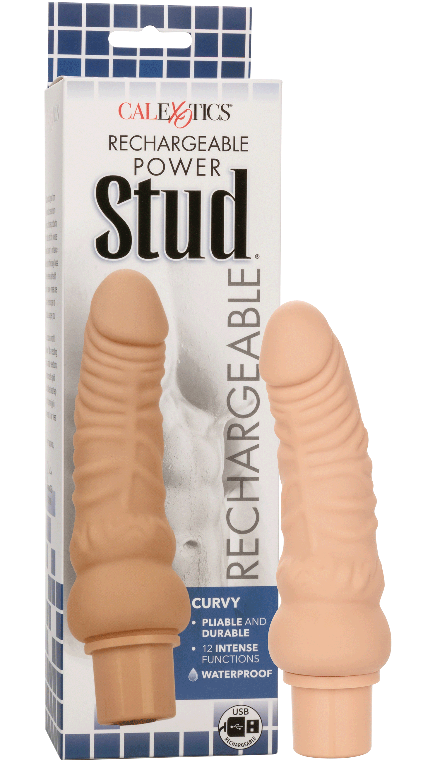 Power Stud Curvy Vibrator Ivory Flexible Silicone 12 Vibration Functions Waterproof