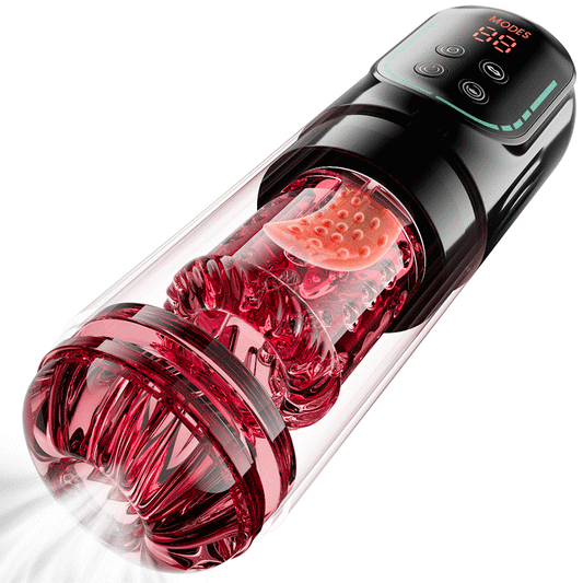 Cinder - Thrusting Rotating Sucking Vibrating Licking Blowjob Male Stroker Red Masturbation Cup