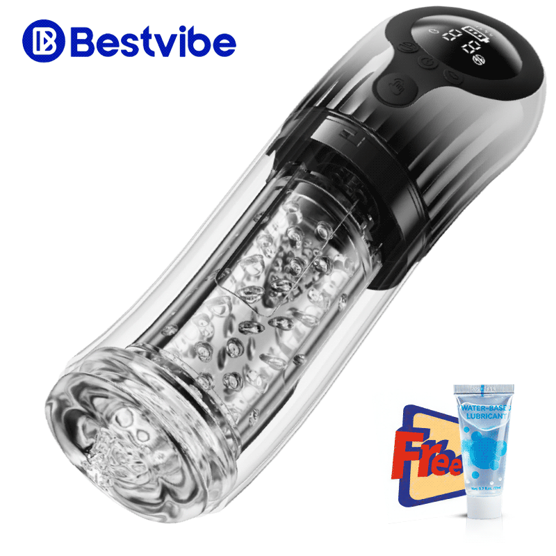 Vortex Male Stroker - Acmejoy X Bestvibe Collaboration 4 Strong Suction One-Key Burst 9 Rotations Easy to Clean with Free Lubricant Black Masturbation Cup