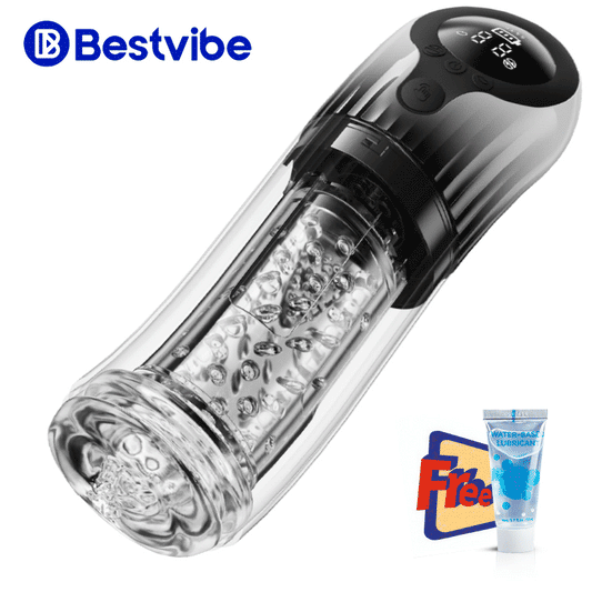 Vortex Male Stroker - Acmejoy X Bestvibe Collaboration 4 Strong Suction One-Key Burst 9 Rotations Easy to Clean with Free Lubricant Black Masturbation Cup