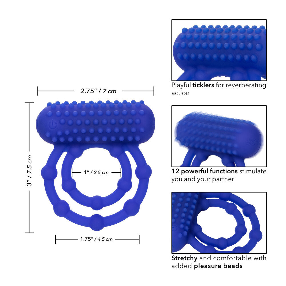 Maximus 10 Bead Rechargeable (Black) – Stretchy Silicone Cock Ring