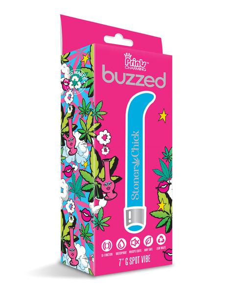 Prints Charming Buzzed 7 Inch G Spot Vibe Stoner Chick Blue Slim Waterproof Vibrator