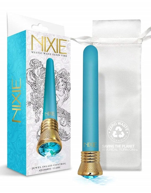 Nixie Jewel Satin Classic Vibe Aquamarine 7 Inch Waterproof G-Spot Vibrator