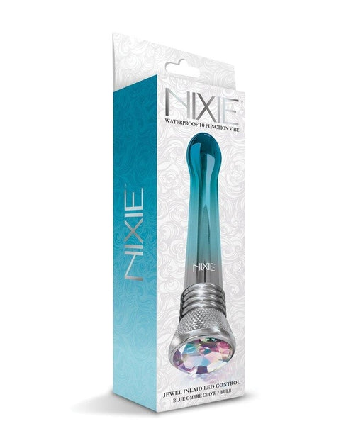 Nixie Jewel Ombre Bulb Vibe Blue Glow 7 Inch Slender Waterproof Vibrator with LED Base