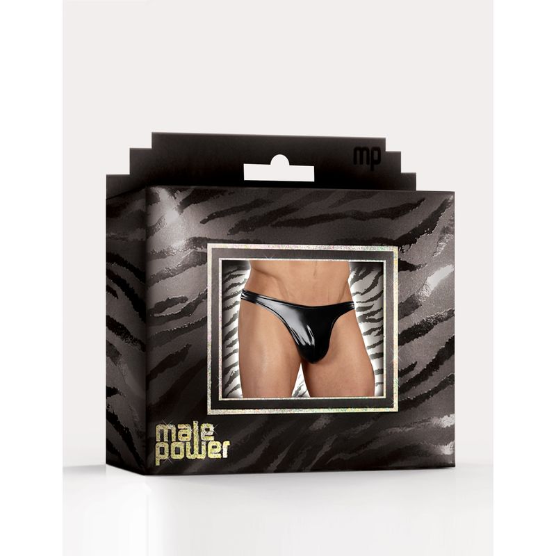 Male Power Classic Thong for Men in Wet Look Faux Leather