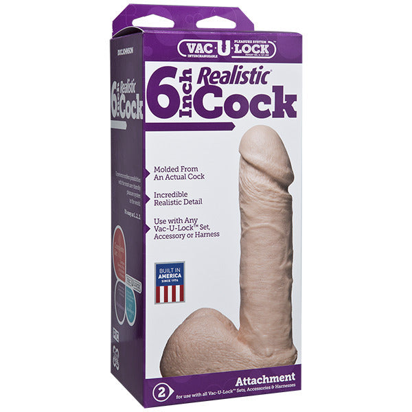 Vac-U-Lock 6 Inch Realistic Dildo Attachment – FirmSkyn Material Dildo