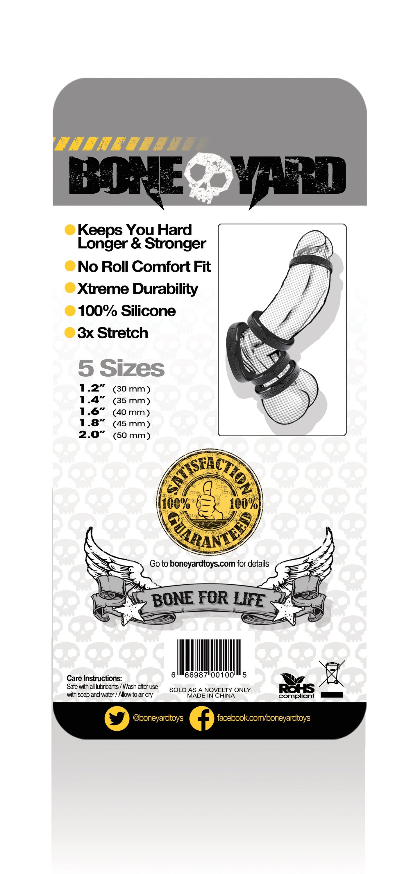 Boneyard Silicone Ring Five Piece Kit Black
