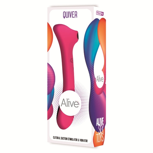 Alive Quiver Clitoral Massager Pink Waterproof Vibrator with 10 Vibration and Suction Modes