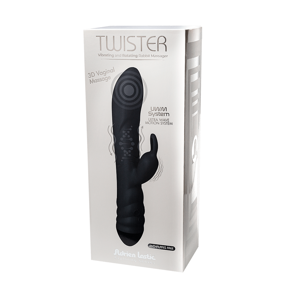 Adrien Lastic Twister Rabbit Massager Black with Ultra Wave Motion System