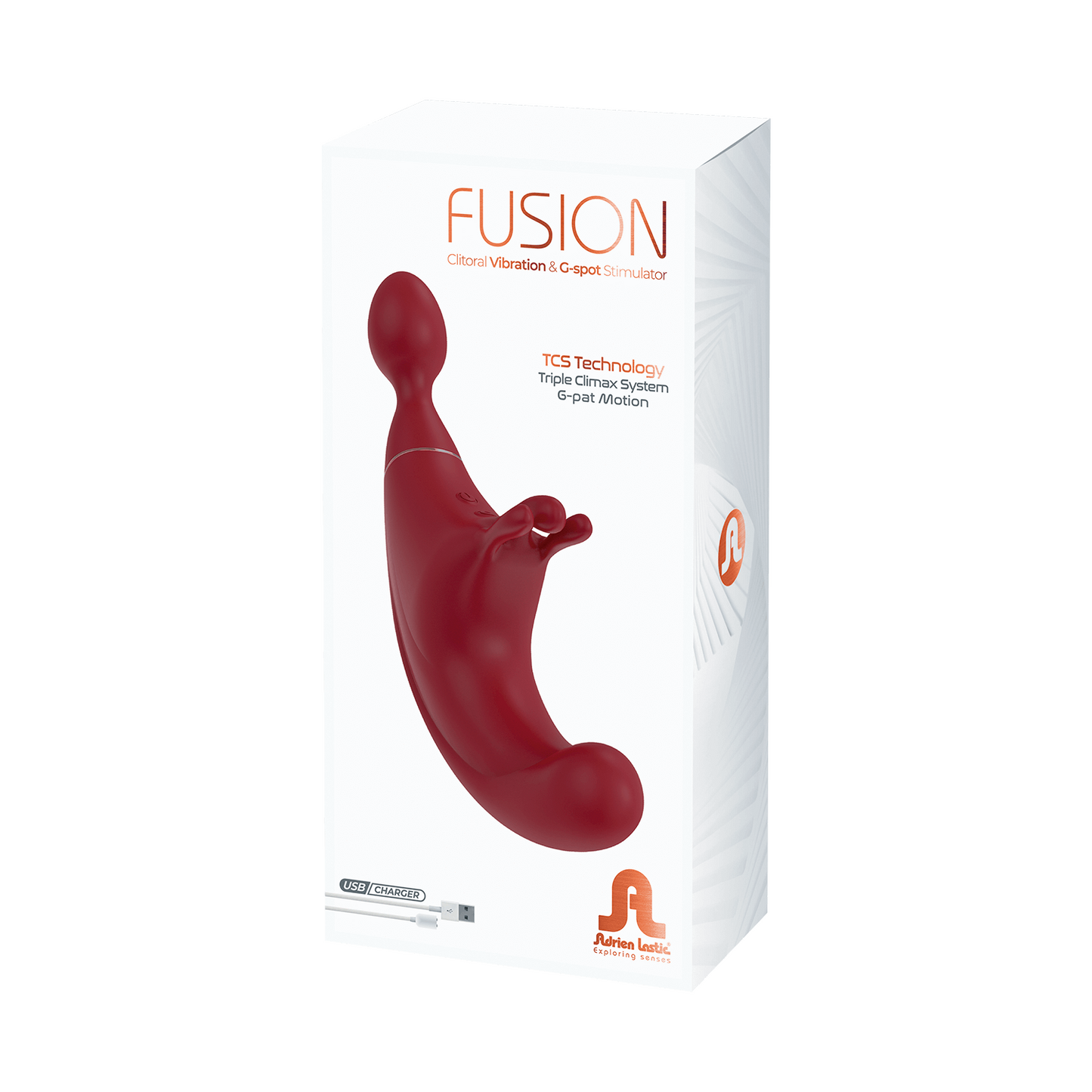 Adrien Lastic Fusion Triple Stimulation Clitoral Vibration and G-Spot Stimulator in Red with Design