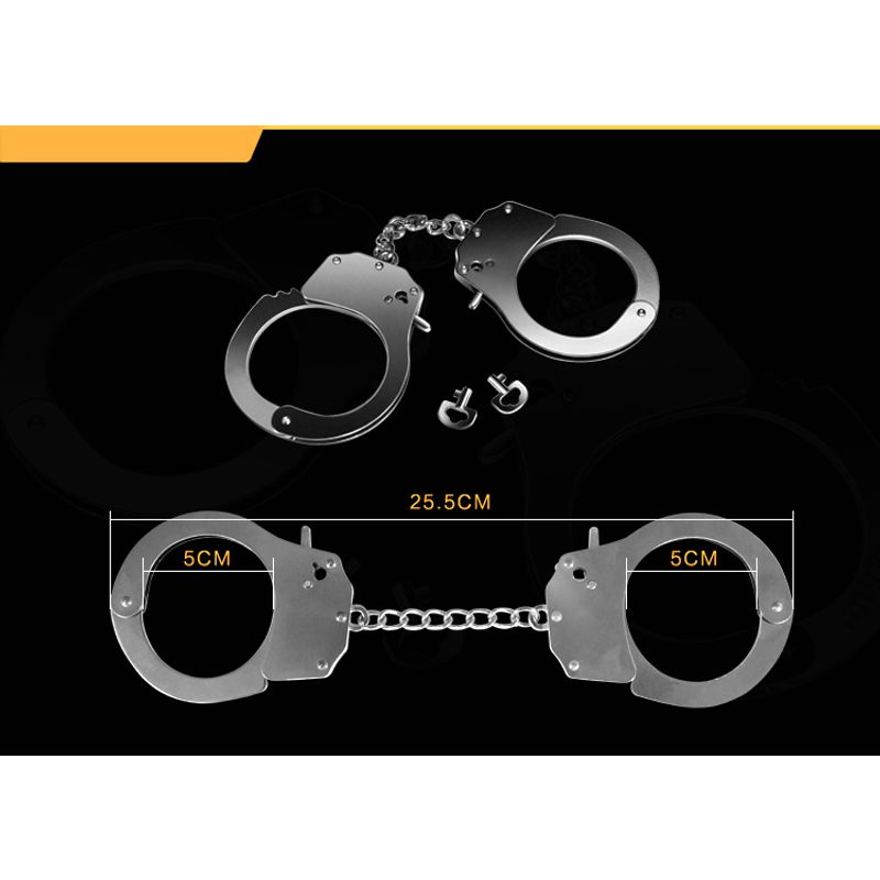 Fetish Pleasure Metal Hand Cuffs in Silver