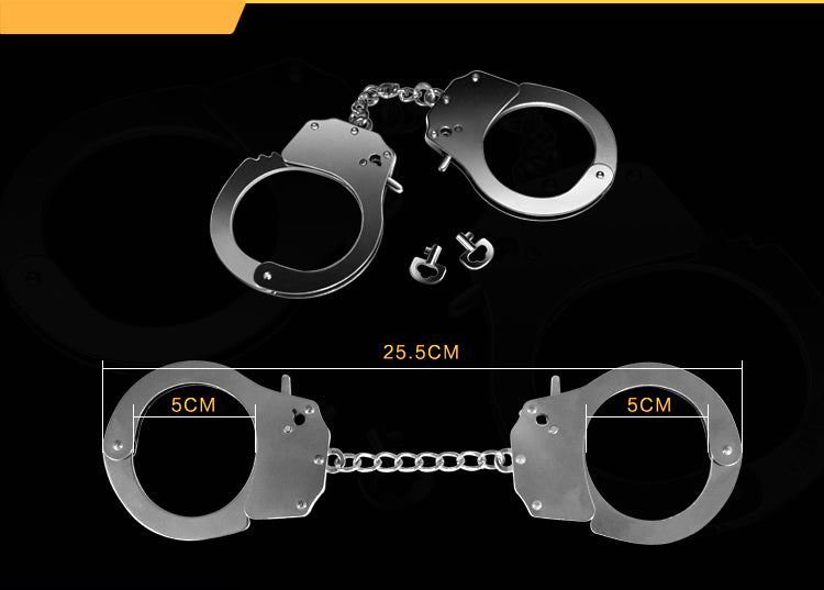 Fetish Pleasure Metal Hand Cuffs in Silver