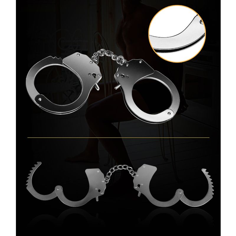 Fetish Pleasure Metal Hand Cuffs in Silver