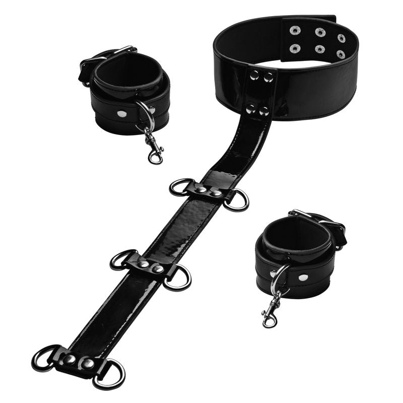 Bound Around Neck to Wrist Restraints for BDSM Play