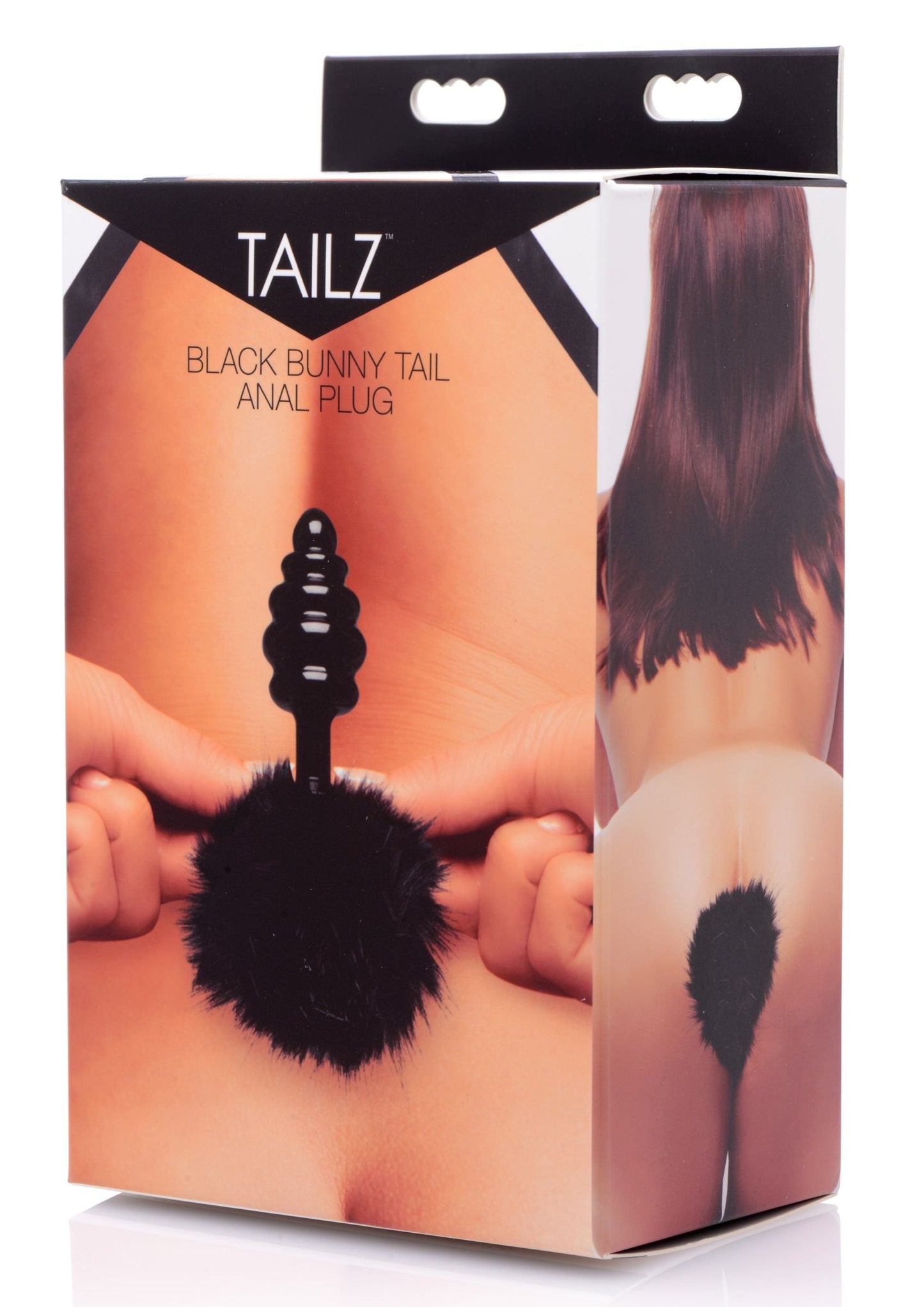 Black Bunny Tail Anal Plug with Fuzzy Tail and Tapered Tip