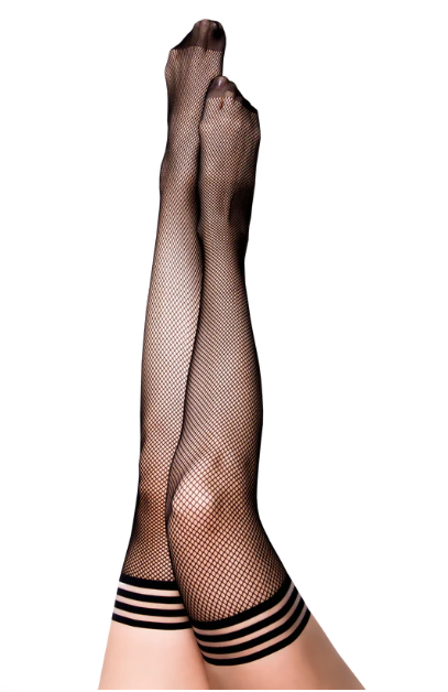 Kixies Sam Fishnet Thigh High Stockings Size D