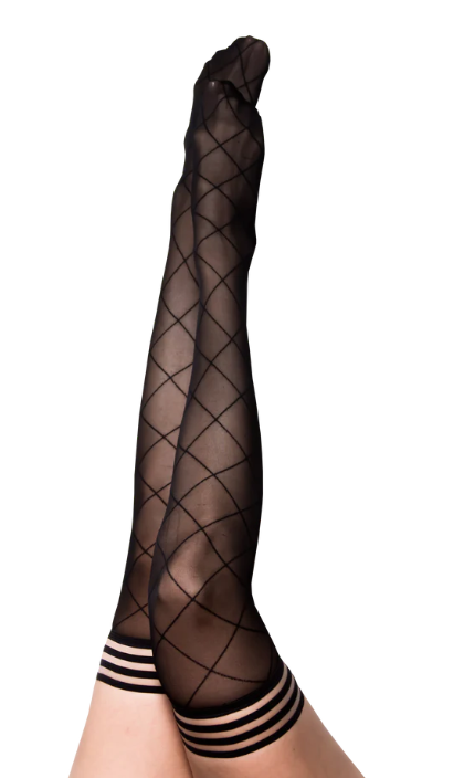 Kixies Anna Sheer Diamond Thigh Highs Size A